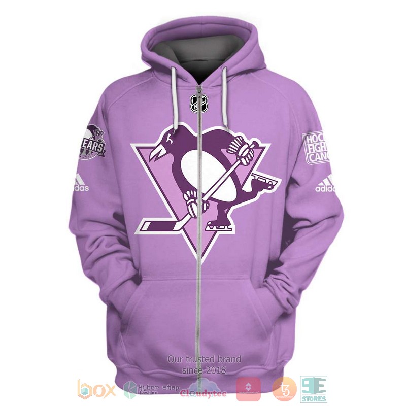NHL Pittsburgh Penguins Hockey Fights Cancer custom Personalized 3D hoodie, shirt 2 Personalized NHL Pittsburgh Penguins Hockey Fights Cancer custom 3D shirt hoodie 1