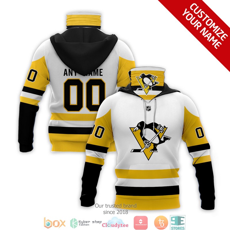 Personalized NHL Pittsburgh Penguins White Yellow 3d hoodie mask