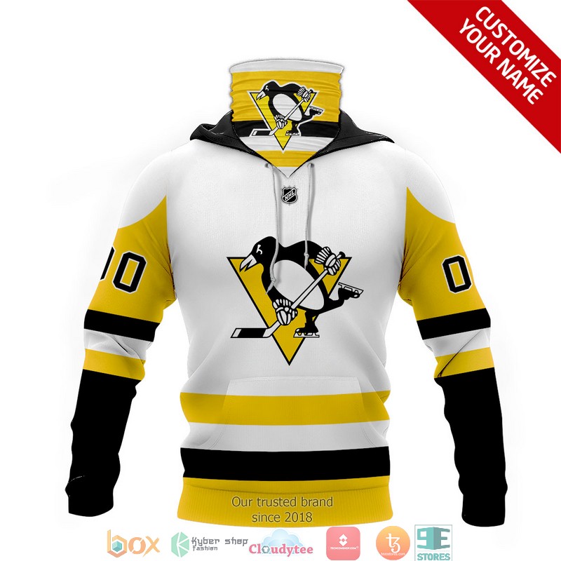 Personalized NHL Pittsburgh Penguins White Yellow 3d hoodie mask 1