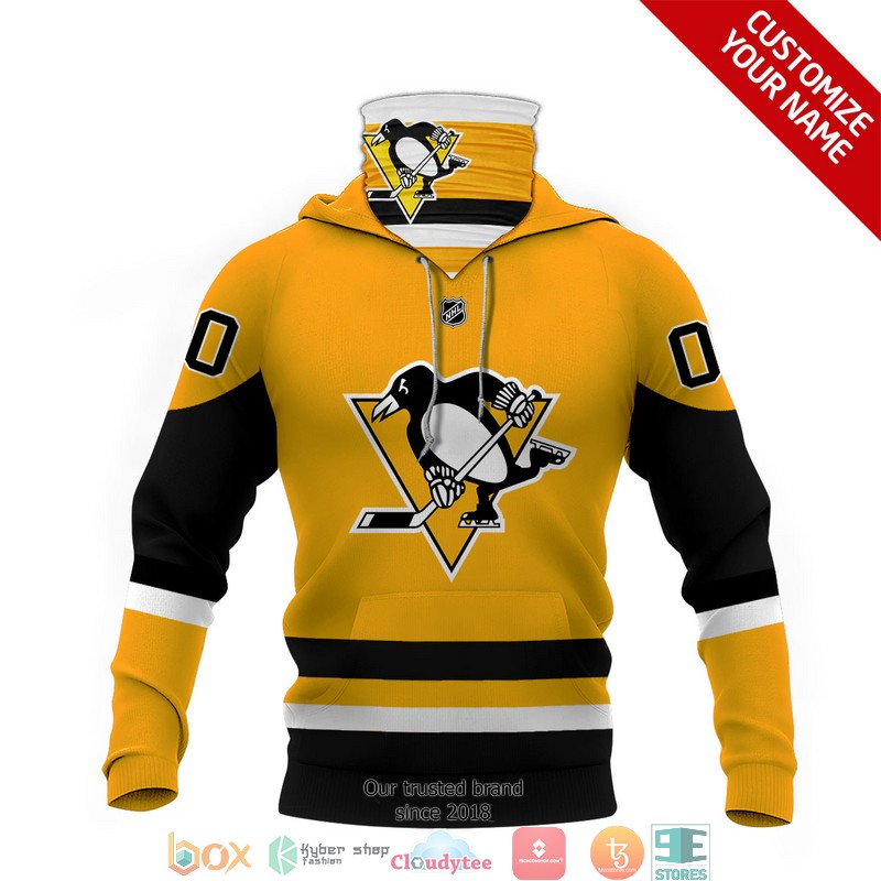 Personalized NHL Pittsburgh Penguins Yellow Black 3d hoodie mask 1