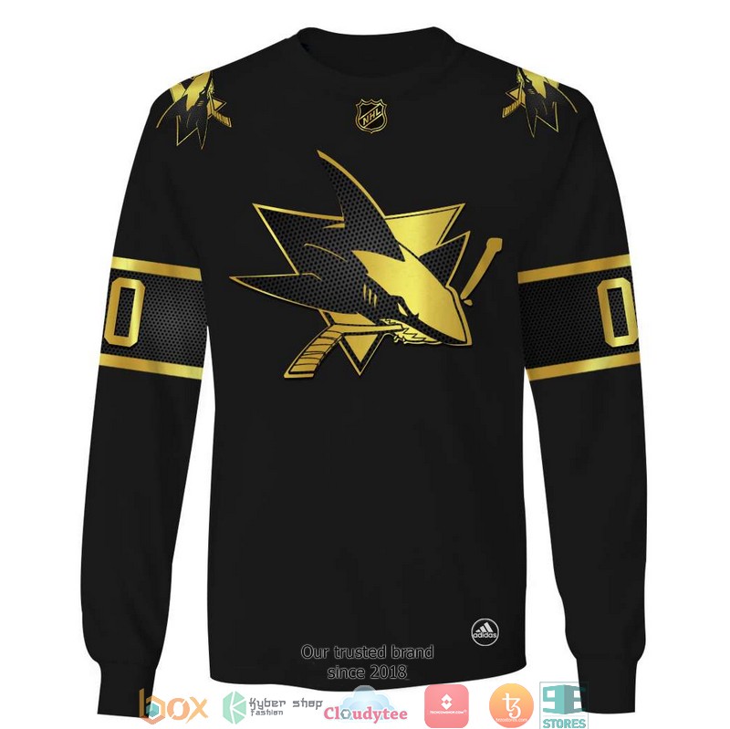 Personalized NHL San Jose Sharks Black gold 3D Full Printing shirt, hoodie 5 Personalized NHL San Jose Sharks Black gold 3D Full Printing shirt hoodie 1 2 3 4
