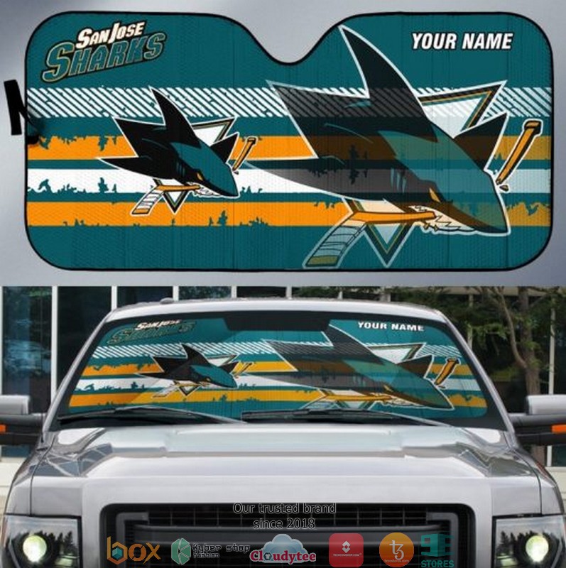 Personalized NHL San Jose Sharks Cyan Car sunshade