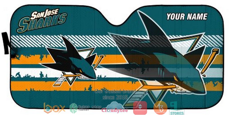 Personalized NHL San Jose Sharks Cyan Car sunshade 1