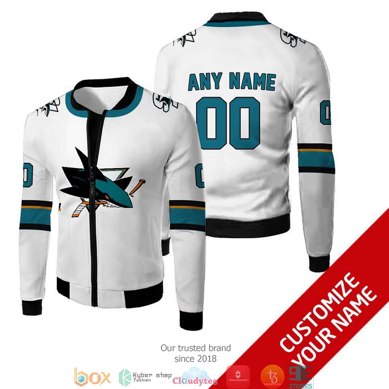 Personalized NHL San Jose Sharks White 3D Full Printing bomber jacket