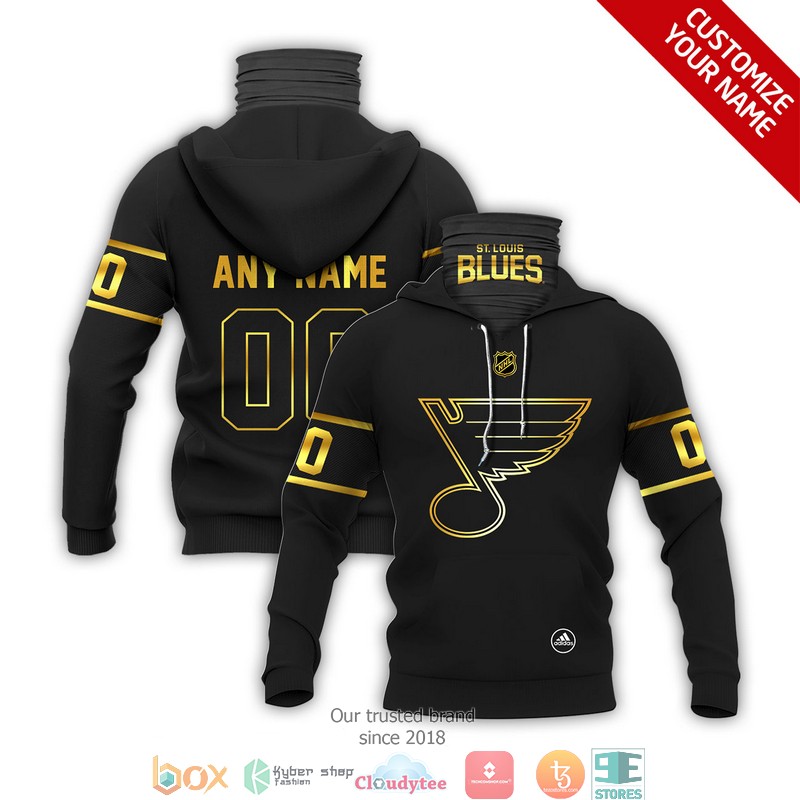 Personalized NHL St Louis Blues Black Gold 3d hoodie mask