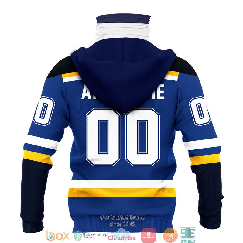 Personalized NHL St Louis Blues Navy Blue 3d hoodie mask 1 2