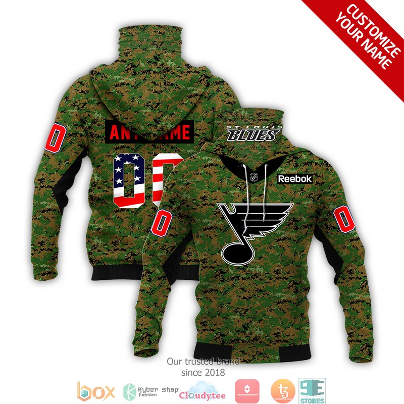 Personalized NHL St Louis Blues Reebok Camo 3d hoodie mask