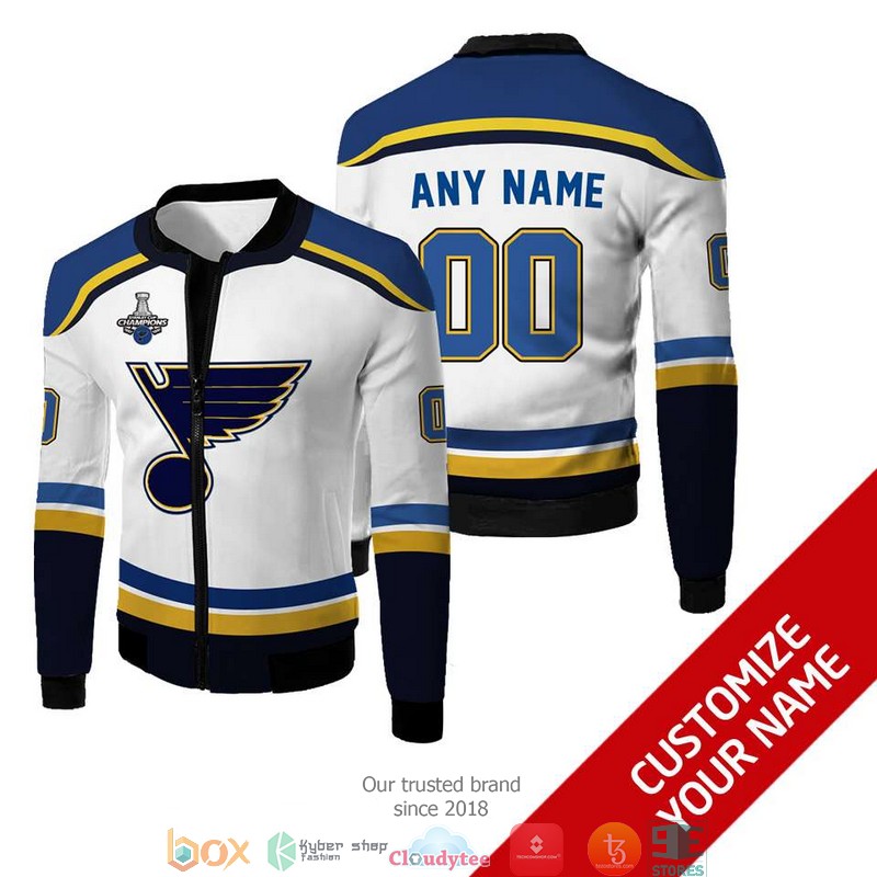 Personalized NHL St Louis Blues White 3D Full Printing bomber jacket