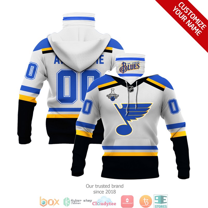 Personalized NHL St Louis Blues White Blue 3d hoodie mask