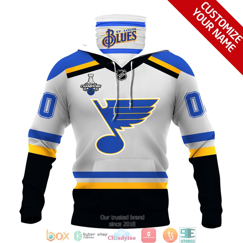 Personalized NHL St Louis Blues White Blue 3d hoodie mask 1