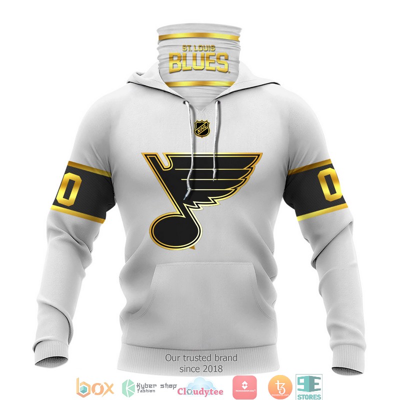 Personalized NHL St Louis Blues White Gold 3d hoodie mask 1