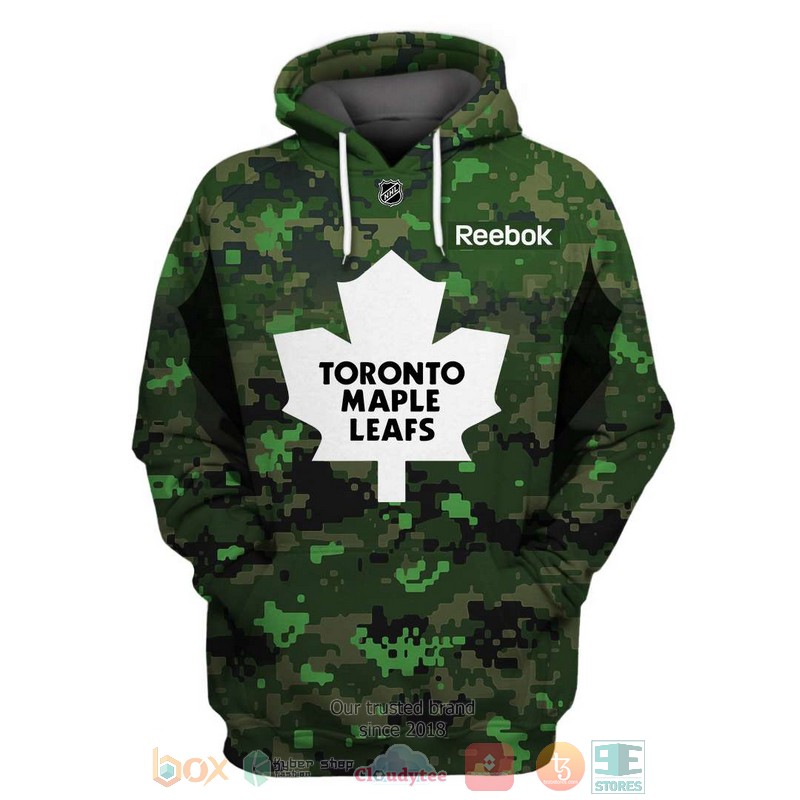 Personalized NHL Toronto Maple Leafs Reebok green camo custom 3D shirt hoodie 1 2