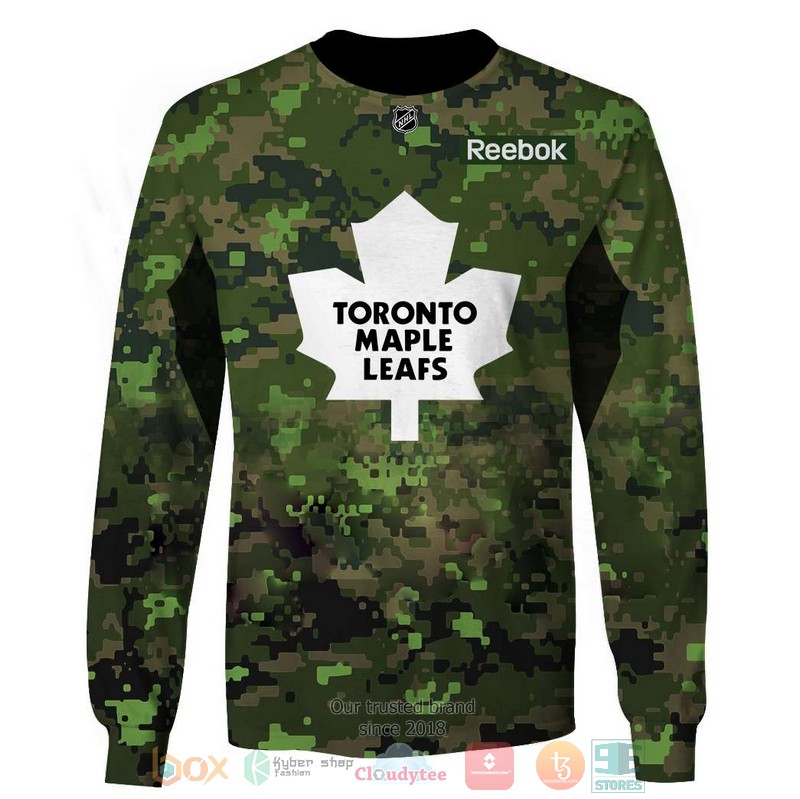 Personalized NHL Toronto Maple Leafs Reebok green camo custom 3D shirt hoodie 1 2 3 4