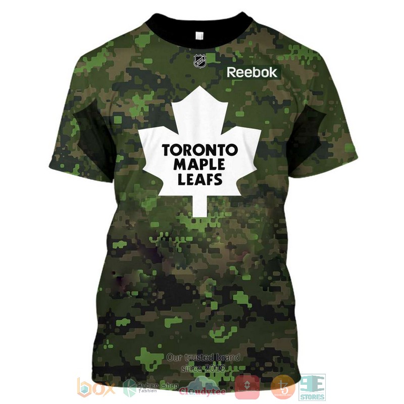 Personalized NHL Toronto Maple Leafs Reebok green camo custom 3D shirt hoodie 1 2 3 4 5 6