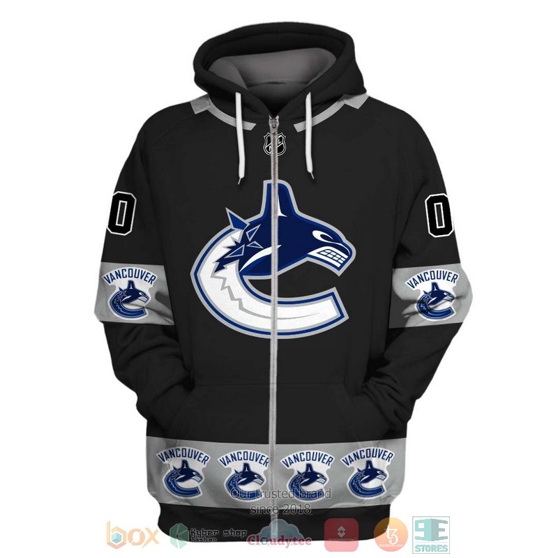 NHL Vancouver Canucks custom Personalized black blue 3D hoodie, shirt 2 Personalized NHL Vancouver Canucks custom black blue 3D shirt hoodie 1