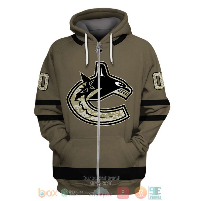 NHL Vancouver Canucks custom Personalized green camo 3D hoodie, shirt 2 Personalized NHL Vancouver Canucks custom green camo 3D shirt hoodie 1