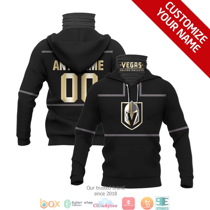 Personalized NHL Vegas Golden Knights Black Grey line 3d hoodie mask