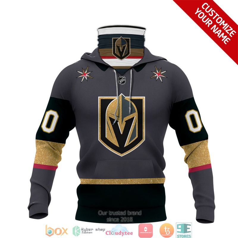 Personalized NHL Vegas Golden Knights Grey Brown 3d hoodie mask 1