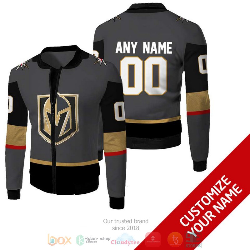Personalized NHL Vegas Golden Knights custom grey black bomber jacket