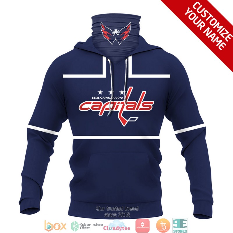 Personalized NHL Washington Capitals Navy White line 3d hoodie mask 1