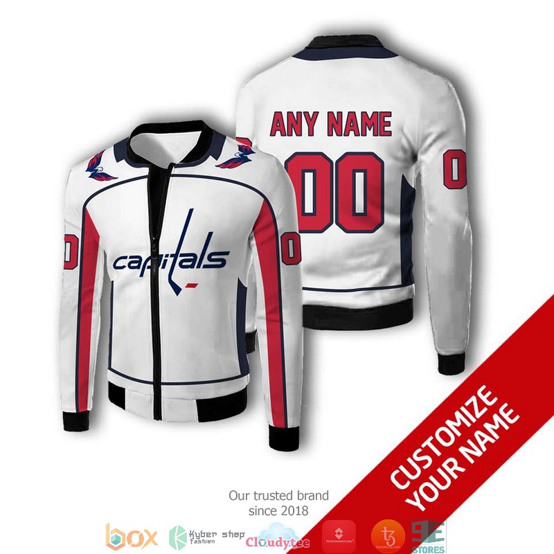 Personalized NHL Washington Capitals White 3D Full Printing bomber jacket