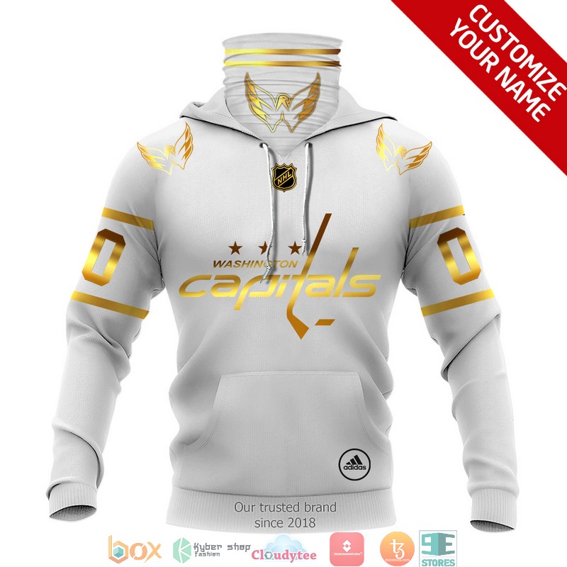 Personalized NHL Washington Capitals White gold 3d hoodie mask 1