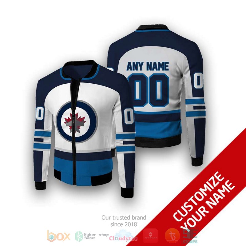 HOT NHL Winnipeg Jets blue white Personalized custom bomber jacket 5 Personalized NHL Winnipeg Jets blue white custom bomber jacket