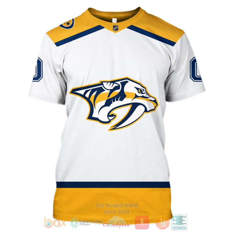 HOT Nashville Predators NHL Personalized custom white yellow 3D shirt, hoodie 6 Personalized Nashville Predators NHL custom white yellow 3D shirt hoodie 1 2 3 4 5
