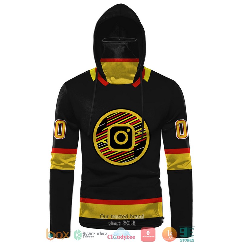 Personalized National Hockey League Team Black Yellow Red line 3d hoodie mask 1