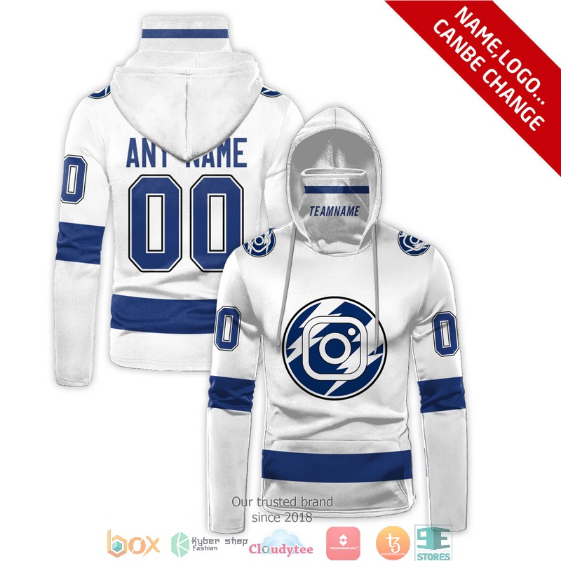 Personalized National Hockey League Team White Blue 3d hoodie mask