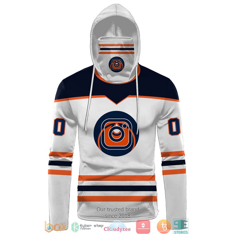 Personalized National Hockey League Team White Navy 3d hoodie mask 1
