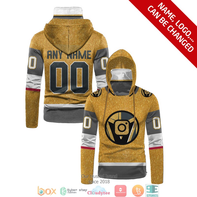 Personalized National Hockey League Team yellow grey 3d hoodie mask