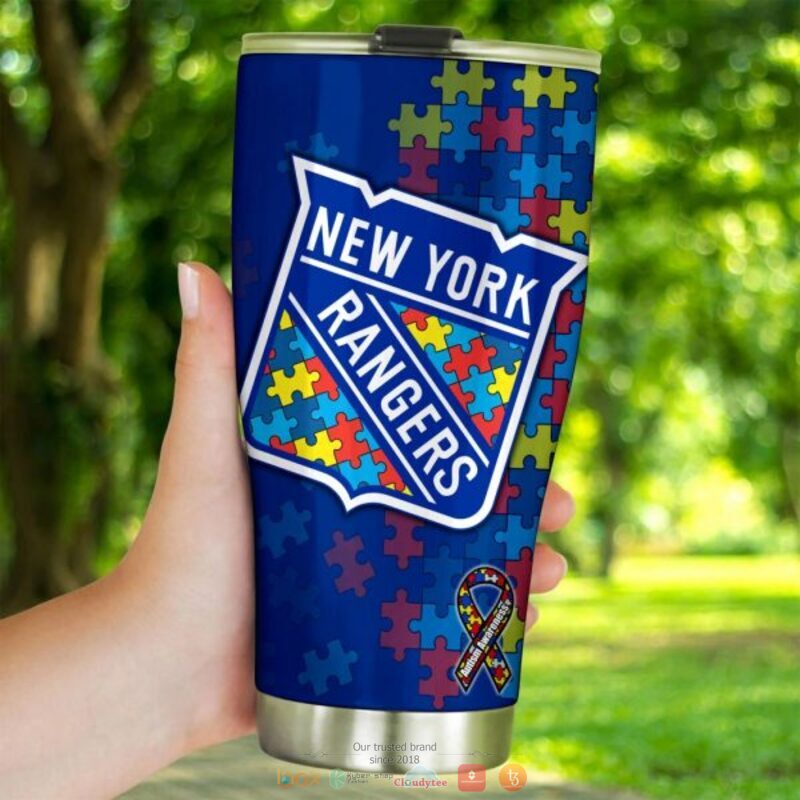 Personalized New York Rangers Autism Awareness Tumbler 3 Personalized New York Rangers Autism Awareness Tumbler 1 2