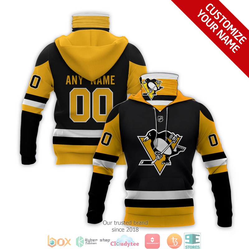 Personalized Pittsburgh Penguins Black Yellow 3d hoodie mask