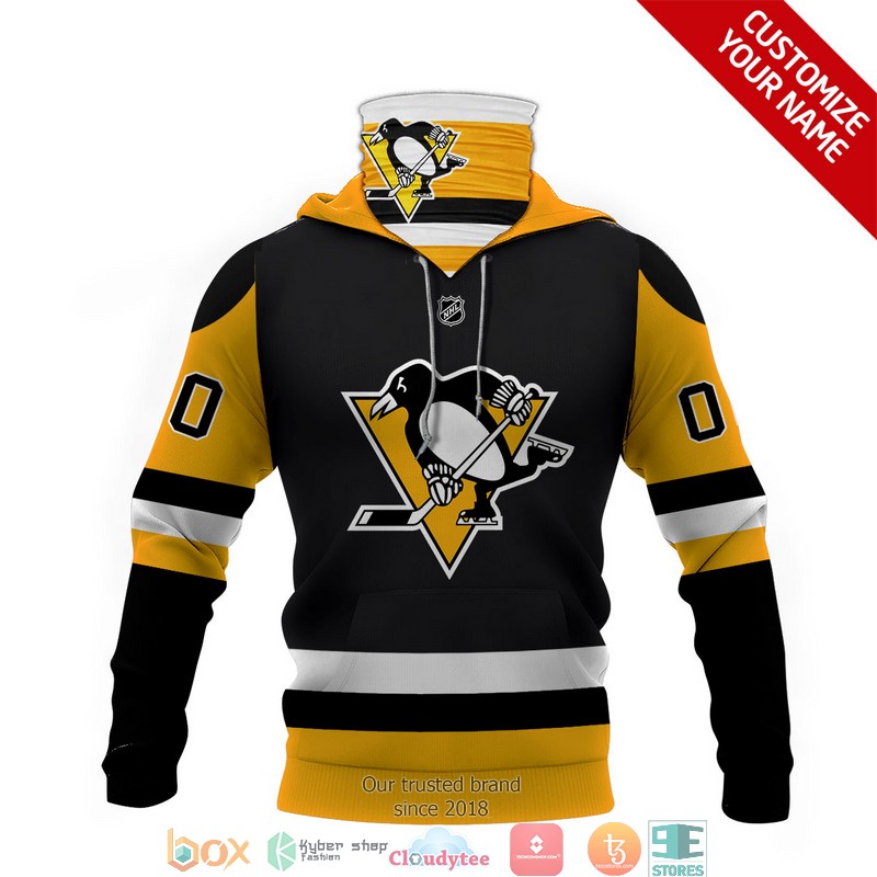 Personalized Pittsburgh Penguins Black Yellow 3d hoodie mask 1