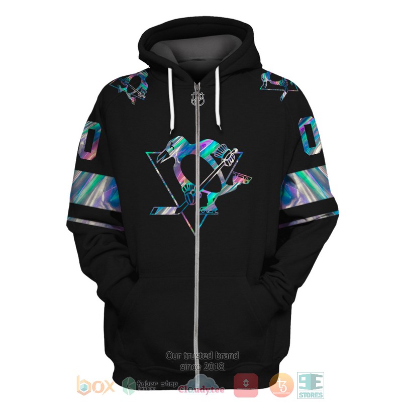 Pittsburgh Penguins NHL custom Personalized black 3D hoodie, shirt 2 Personalized Pittsburgh Penguins NHL custom black 3D shirt hoodie 1