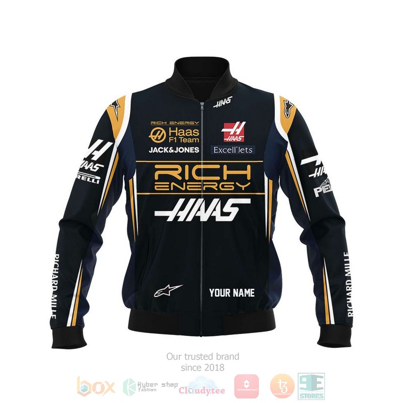 Personalized Rich Energy HAAS F1 Team custom 3D Bomber Jacket 3 Personalized Rich Energy HAAS F1 Team custom Bomber Jacket 1 2