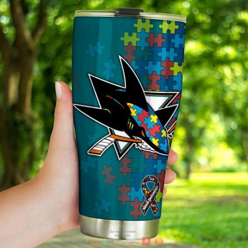 Personalized San Jose Sharks Autism Awareness Tumbler 3 Personalized San Jose Sharks Autism Awareness Tumbler 1 2