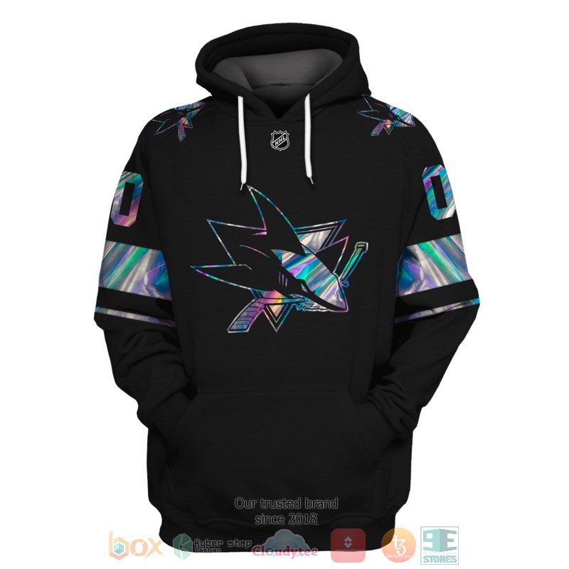 San Jose Sharks NHL custom Personalized black 3D hoodie, shirt 3 Personalized San Jose Sharks NHL custom black 3D shirt hoodie 1 2