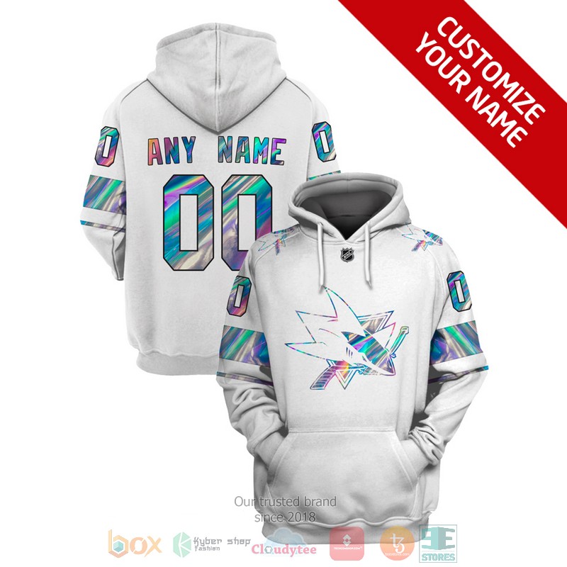 Personalized San Jose Sharks NHL custom white 3D shirt hoodie