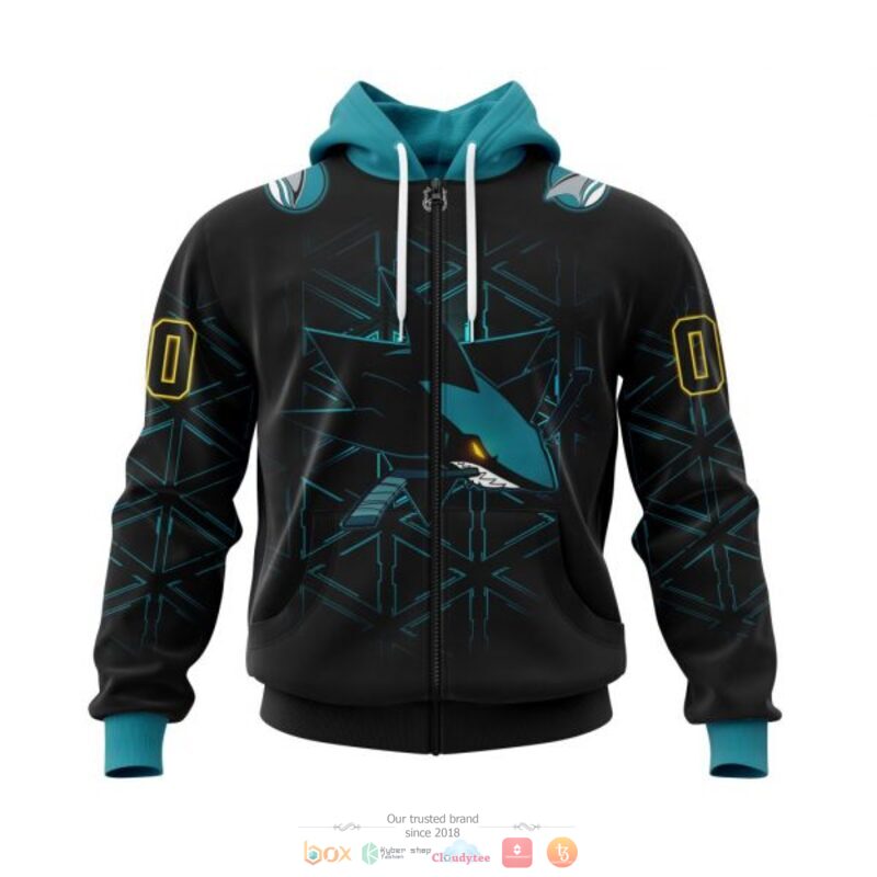 Personalized San Jose Sharks logo black NHL custom full print 3D shirt, hoodie 2 Personalized San Jose Sharks logo black NHL custom 3D shirt hoodie 1