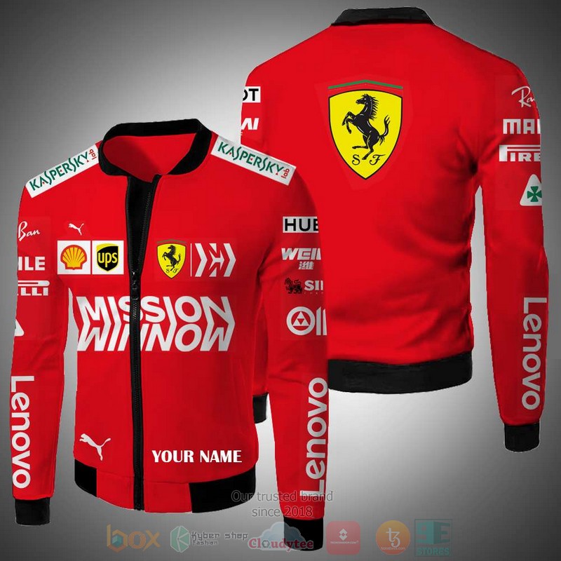 Personalized Scuderia Ferrari Mission Winnow custom 3D Bomber Jacket 2 Personalized Scuderia Ferrari Mission Winnow custom Bomber Jacket 1