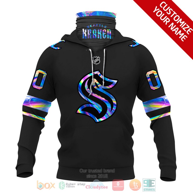Personalized Seattle Kraken NHL custom black hoodie mask 1