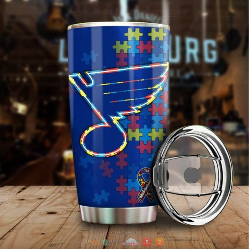 Personalized St Louis Blues Autism Awareness Tumbler