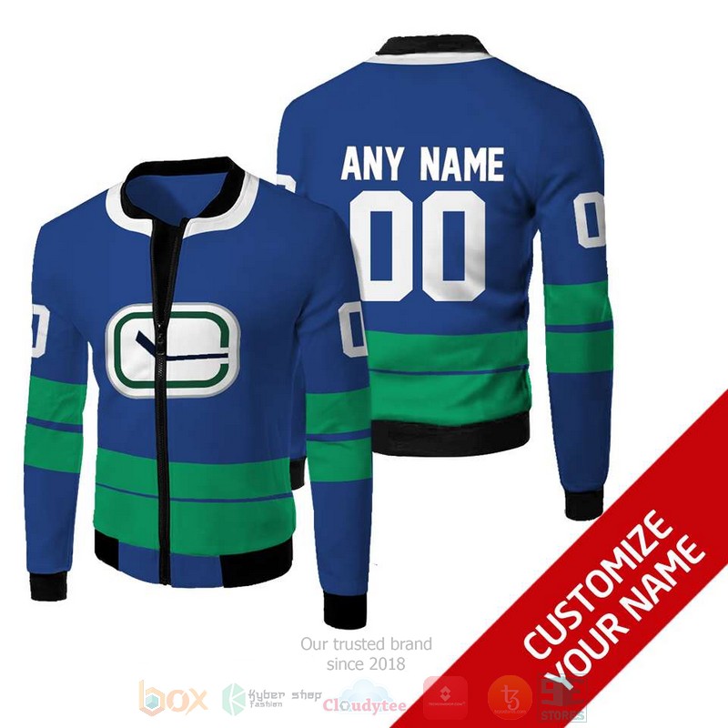 Personalized Vancouver Canucks NHL blue green custom Bomber Jacket