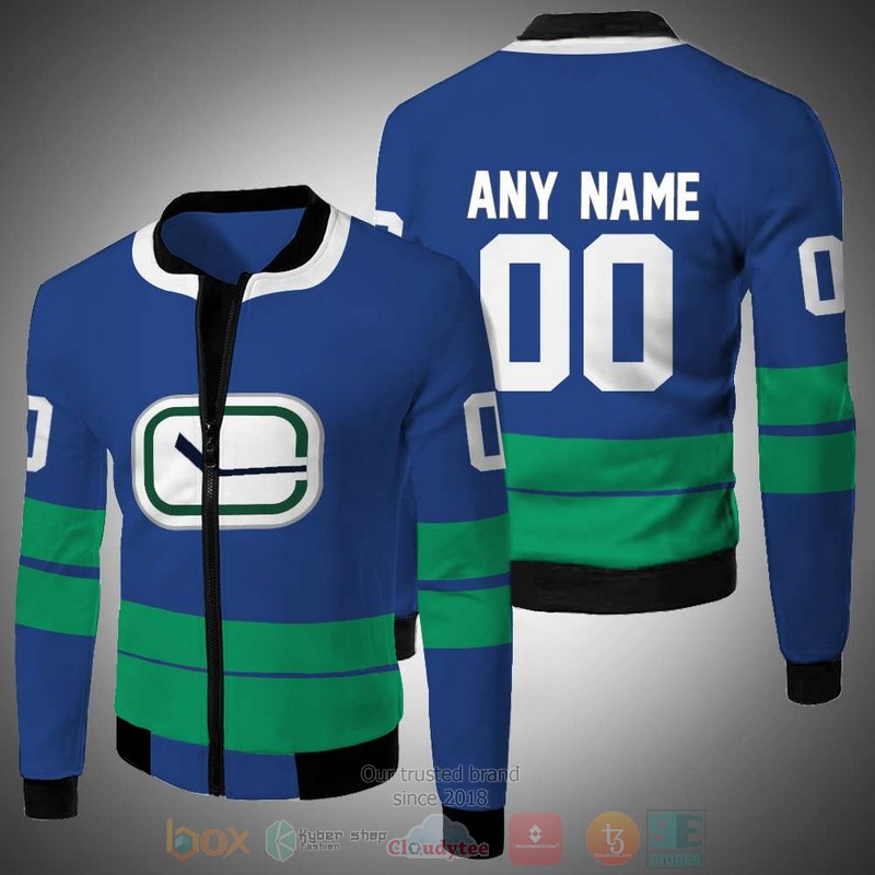 Personalized Vancouver Canucks NHL blue green custom 3D Bomber Jacket 2 Personalized Vancouver Canucks NHL blue green custom Bomber Jacket 1