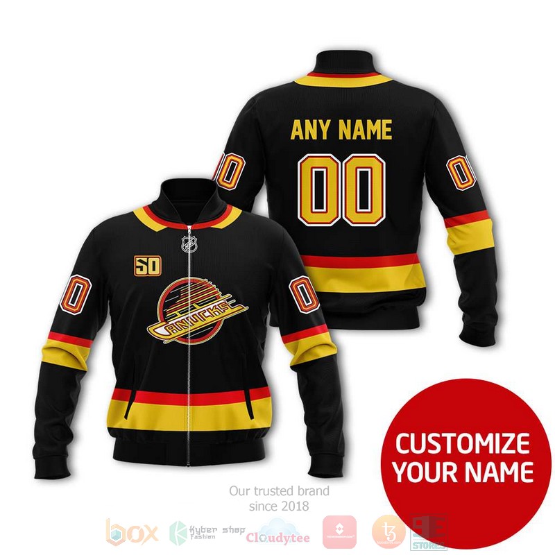 Personalized Vancouver Canucks SO black NHL custom Bomber Jacket