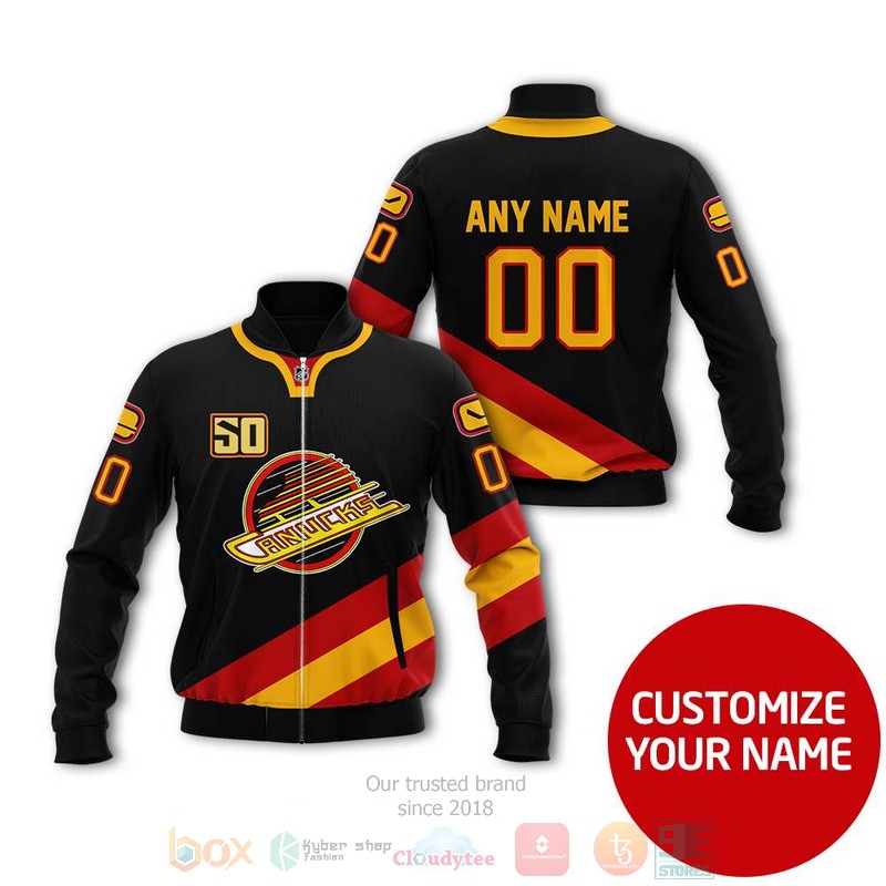 Personalized Vancouver Canucks SO black red NHL custom Bomber Jacket