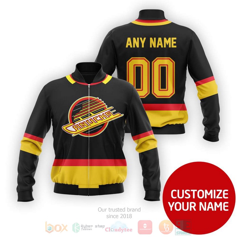 Personalized Vancouver Canucks black NHL custom Bomber Jacket