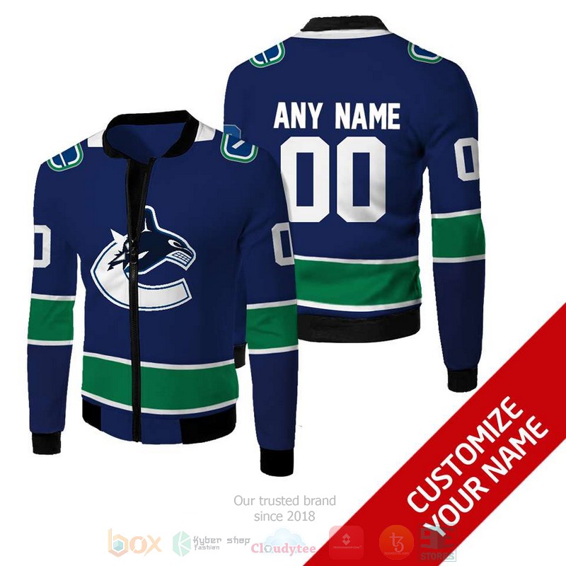 Personalized Vancouver Canucks blue green NHL custom 3D Bomber Jacket 1 Personalized Vancouver Canucks blue green NHL custom Bomber Jacket
